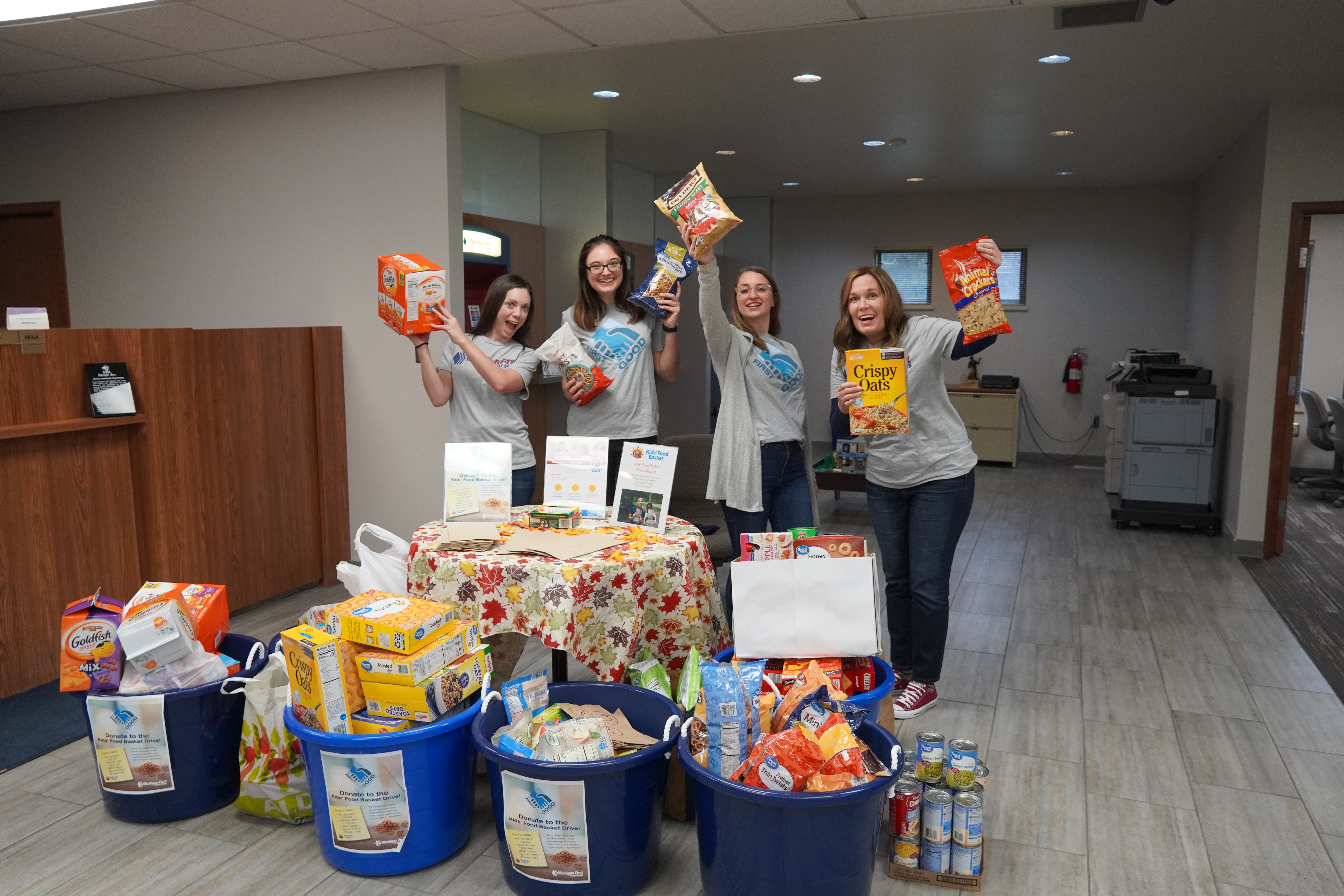 Donations from our collection drive for Kids' Food Basket.